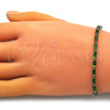 Pulsera Bolo Ajustable 03.341.0186.3.10 Oro Laminado, Diseño de Baguette, con Verde Zirconia Cubica, Pulido, Tono Dorado (01 MM Thickness, 10 Inches Length)