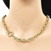 Collar y Pulsera 06.63.0266 Oro Laminado, Diseño de Rolo, Pulido, Tono Dorado