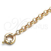 Tobillera Básica 03.319.0007.10 Oro Laminado, Diseño de Rolo, Pulido, Tono Dorado (09 MM Thickness, 10 Inches Length)