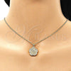Collares con Dije 04.156.0467.18 Oro Laminado, Diseño de Estrella y Flor, con Blanca Micro Pave, Pulido, Tono Dorado (02 MM Thickness, 18 Inches Length)