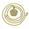 Collares con Dije 04.156.0467.18 Oro Laminado, Diseño de Estrella y Flor, con Blanca Micro Pave, Pulido, Tono Dorado (02 MM Thickness, 18 Inches Length)