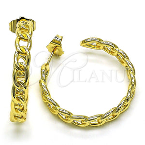 Argolla Mediana 02.210.0755.30 Oro Laminado, Diseño de Cubana, Pulido, Tono Dorado