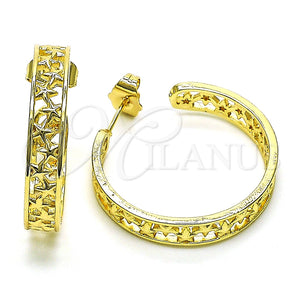 Argolla Mediana 02.210.0756.30 Oro Laminado, Diseño de Estrella, Pulido, Tono Dorado