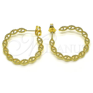 Argolla Mediana 02.210.0759.30 Oro Laminado, Diseño de Torcido, Pulido, Tono Dorado