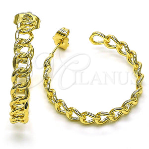 Argolla Mediana 02.210.0760.30 Oro Laminado, Diseño de Cubana, Pulido, Tono Dorado