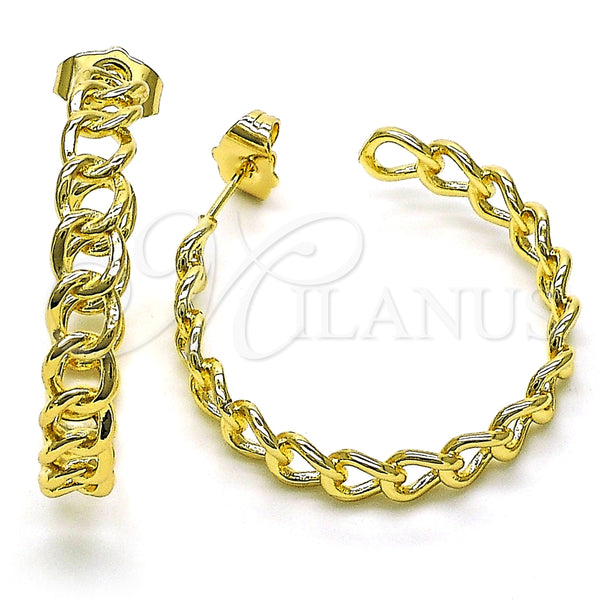 Argolla Mediana 02.210.0760.30 Oro Laminado, Diseño de Cubana, Pulido, Tono Dorado