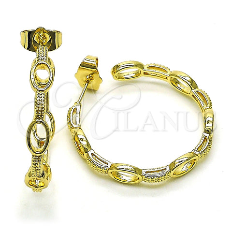 Argolla Mediana 02.210.0762.30 Oro Laminado, Diseño de Paperclip, Pulido, Tono Dorado