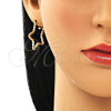 Argolla Mediana 02.210.0763.25 Oro Laminado, Diseño de Estrella, Pulido, Tono Dorado