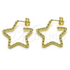 Argolla Mediana 02.210.0763.25 Oro Laminado, Diseño de Estrella, Pulido, Tono Dorado