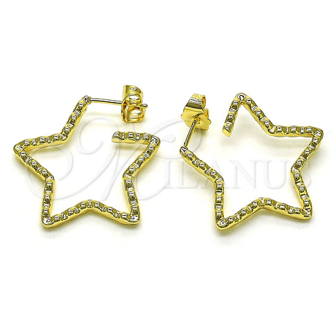 Argolla Mediana 02.210.0763.25 Oro Laminado, Diseño de Estrella, Pulido, Tono Dorado