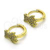 Argolla Huggie 02.210.0764.12 Oro Laminado, Diseño de Osito, con Blanca Micro Pave, Pulido, Tono Dorado