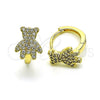 Argolla Huggie 02.210.0764.12 Oro Laminado, Diseño de Osito, con Blanca Micro Pave, Pulido, Tono Dorado