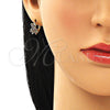 Argolla Huggie 02.210.0764.1.12 Oro Laminado, Diseño de Osito, con Multicolor Micro Pave, Pulido, Tono Dorado