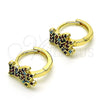 Argolla Huggie 02.210.0764.1.12 Oro Laminado, Diseño de Osito, con Multicolor Micro Pave, Pulido, Tono Dorado