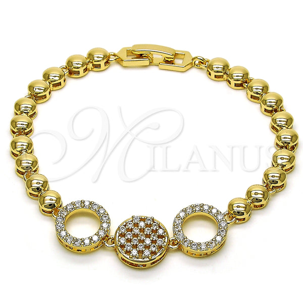 Pulsera Elegante 03.283.0252.07 Oro Laminado, con Blanca Micro Pave, Pulido, Tono Dorado (05 MM Thickness, 7 Inches Length)