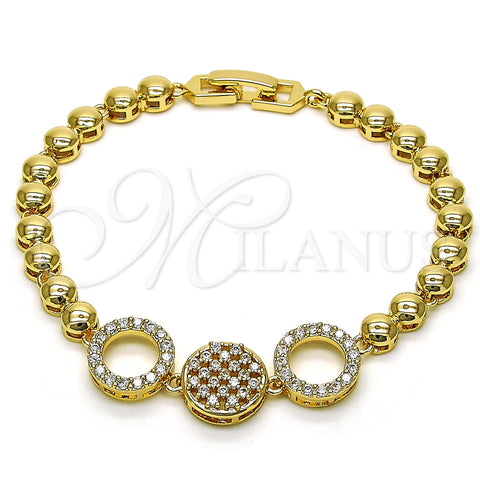 Pulsera Elegante 03.283.0252.07 Oro Laminado, con Blanca Micro Pave, Pulido, Tono Dorado (05 MM Thickness, 7 Inches Length)