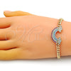 Pulsera Elegante 03.283.0254.07 Oro Laminado, Diseño de Cubana, con Multicolor Micro Pave, Pulido, Tono Dorado (05 MM Thickness, 7 Inches Length)
