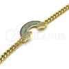 Pulsera Elegante 03.283.0254.07 Oro Laminado, Diseño de Cubana, con Multicolor Micro Pave, Pulido, Tono Dorado (05 MM Thickness, 7 Inches Length)