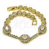Pulsera Elegante 03.283.0255.1.07 Oro Laminado, con Blanca Zirconia Cubica and Blanca Micro Pave, Pulido, Tono Dorado (06 MM Thickness, 7 Inches Length)
