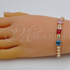Pulsera Elegante 03.283.0256.07 Oro Laminado, con Multicolor Zirconia Cubica, Pulido, Tono Dorado (05 MM Thickness, 7 Inches Length)