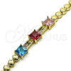 Pulsera Elegante 03.283.0256.07 Oro Laminado, con Multicolor Zirconia Cubica, Pulido, Tono Dorado (05 MM Thickness, 7 Inches Length)