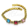 Pulsera Elegante 03.283.0256.07 Oro Laminado, con Multicolor Zirconia Cubica, Pulido, Tono Dorado (05 MM Thickness, 7 Inches Length)