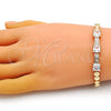 Pulsera Elegante 03.283.0256.1.07 Oro Laminado, con Blanca Zirconia Cubica, Pulido, Tono Dorado (05 MM Thickness, 7 Inches Length)