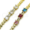 Pulsera Elegante 03.283.0256.1.07 Oro Laminado, con Blanca Zirconia Cubica, Pulido, Tono Dorado (05 MM Thickness, 7 Inches Length)