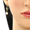 Arete Colgante 02.63.2753 Oro Laminado, Diseño de Bola, con Marfil Perla, Pulido, Tono Dorado