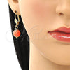 Arete Colgante 02.63.2754.1 Oro Laminado, Diseño de Bola, con Rosa Perla, Pulido, Tono Dorado