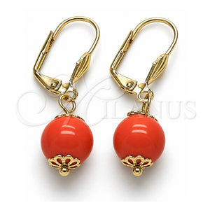 Arete Colgante 02.63.2754.1 Oro Laminado, Diseño de Bola, con Rosa Perla, Pulido, Tono Dorado