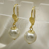 Arete Colgante 02.63.2755 Oro Laminado, Diseño de Bola, con Marfil Perla, Pulido, Tono Dorado