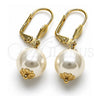 Arete Colgante 02.63.2755 Oro Laminado, Diseño de Bola, con Marfil Perla, Pulido, Tono Dorado