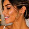 Arete Dormilona 02.09.0217 Oro Laminado, con Multicolor Zirconia Cubica, Pulido, Tono Dorado