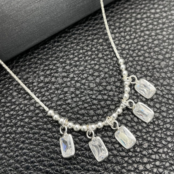 Gargantilla Elegante 04.401.0001.18 Plata Rodinada, Diseño de Snake y Bola, con Zirconia Cubica Blanca, Pulido, Tono Plateado (Grosor 02 MM, 18 Pulgadas de Largo)