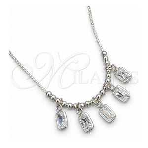 Gargantilla Elegante 04.401.0001.18 Plata Rodinada, Diseño de Snake y Bola, con Zirconia Cubica Blanca, Pulido, Tono Plateado (Grosor 02 MM, 18 Pulgadas de Largo)