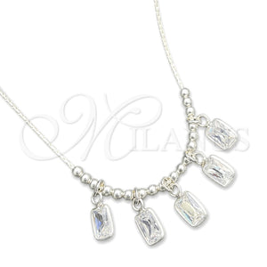 Gargantilla Elegante 04.401.0001.18 Plata Rodinada, Diseño de Snake y Bola, con Zirconia Cubica Blanca, Pulido, Tono Plateado (Grosor 02 MM, 18 Pulgadas de Largo)