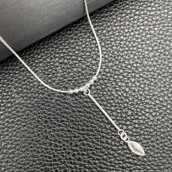 Gargantilla Elegante 04.401.0004.18 Plata Rodinada, Diseño de Snake y Bola, con Zirconia Cubica Blanca, Pulido, Tono Plateado (Grosor 02 MM, 18 Pulgadas de Largo)