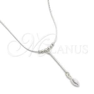 Gargantilla Elegante 04.401.0004.18 Plata Rodinada, Diseño de Snake y Bola, con Zirconia Cubica Blanca, Pulido, Tono Plateado (Grosor 02 MM, 18 Pulgadas de Largo)
