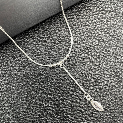 Gargantilla Elegante 04.401.0004.18 Plata Rodinada, Diseño de Snake y Bola, con Zirconia Cubica Blanca, Pulido, Tono Plateado (Grosor 02 MM, 18 Pulgadas de Largo)