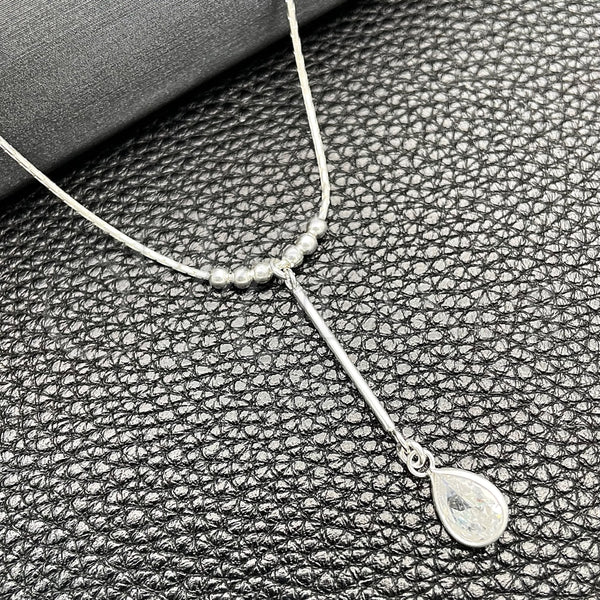 Gargantilla Elegante 04.401.0005.18 Plata Rodinada, Diseño de Snake y Bola, con Zirconia Cubica Blanca, Pulido, Tono Plateado (Grosor 02 MM, 18 Pulgadas de Largo)