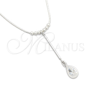 Gargantilla Elegante 04.401.0005.18 Plata Rodinada, Diseño de Snake y Bola, con Zirconia Cubica Blanca, Pulido, Tono Plateado (Grosor 02 MM, 18 Pulgadas de Largo)