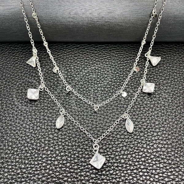 Gargantilla Elegante 04.401.0007.18 Plata Rodinada, Diseño de Bola y Rolo, con Zirconia Cubica Blanca, Pulido, Tono Plateado (Grosor 02 MM, 18 Pulgadas de Largo)