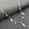 Gargantilla Elegante 04.401.0008.18 Plata Rodinada, Diseño de Cruz y Rolo, con Zirconia Cubica Blanca, Pulido, Tono Plateado (Grosor 02 MM, 18 Pulgadas de Largo)