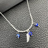 Gargantilla Elegante 04.401.0010.18 Plata Rodinada, Diseño de Ojo Griego y Snake, con Cristal Aqua Azul, Pulido, Tono Plateado (Grosor 02 MM, 18 Pulgadas de Largo)