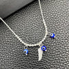 Gargantilla Elegante 04.401.0010.18 Plata Rodinada, Diseño de Ojo Griego y Snake, con Cristal Aqua Azul, Pulido, Tono Plateado (Grosor 02 MM, 18 Pulgadas de Largo)