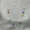 Gargantilla Elegante 04.401.0011.18 Plata Rodinada, Diseño de Ojo Griego y Rolo, con Cristal Multicolor, Pulido, Tono Plateado (Grosor 02 MM, 18 Pulgadas de Largo)