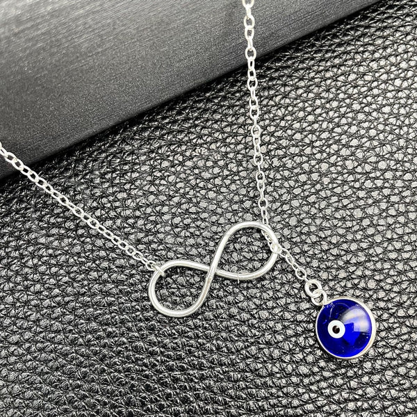 Gargantilla Elegante 04.401.0013.18 Plata Rodinada, Diseño de Ojo Griego y Rolo, con Cristal Blanca, Pulido, Tono Plateado (Grosor 02 MM, 18 Pulgadas de Largo)