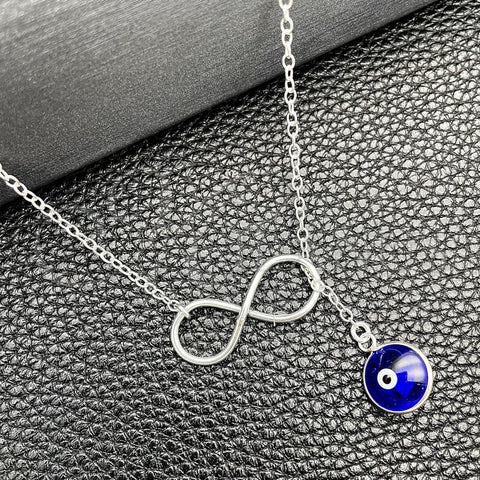 Gargantilla Elegante 04.401.0013.18 Plata Rodinada, Diseño de Ojo Griego y Rolo, con Cristal Blanca, Pulido, Tono Plateado (Grosor 02 MM, 18 Pulgadas de Largo)