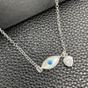 Gargantilla Elegante 04.401.0014.18 Plata Rodinada, Diseño de Ojo Griego y Rolo, con Madre Perla Marfil y Zirconia Cubica Blanca, Pulido, Tono Plateado (Grosor 02 MM, 18 Pulgadas de Largo)